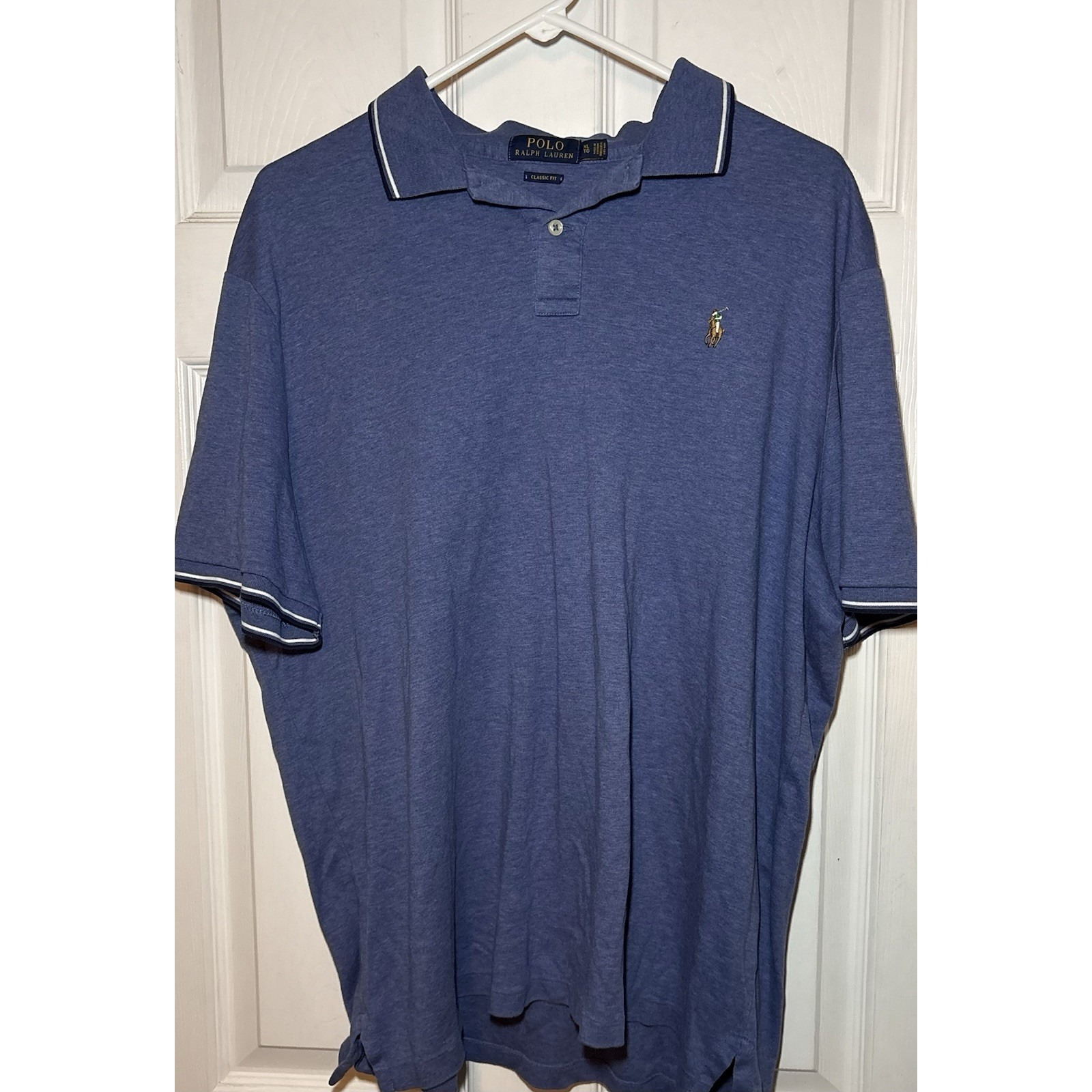Polo Ralph Lauren Polo Shirt Mens Blue Classic Fit Pony Logo Cotton Xl